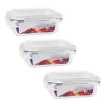 Kit 3 Potes Retangular Com Trava e Tampa Hérmetica 1520ml Kit 3 Potes Retangular Com Trava e Tampa Hérmetica 1520ml