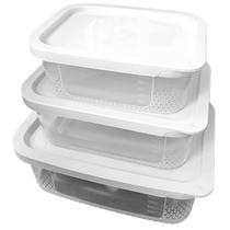 Kit 3 Potes Retangular P M G Armazenamento Alimentos Mantimentos Premium Potte Freezer