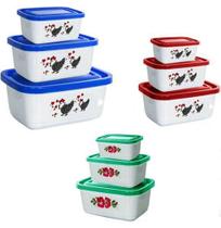 Kit 3 Potes Retangular Plástico c/ Tampa Cor Sortida Ercaplast Ref. 1784 Kit 3 Potes Retangular Plástico c/ Tampa Cor Sortida Ercaplast Ref. 1784
