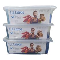 KIt 3 Potes Retangular Volare 1,2L Rischioto KIt 3 Potes Retangular Volare 1,2L Rischioto