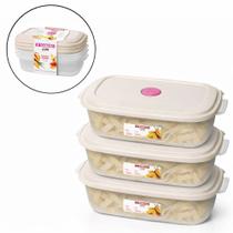 Kit 3 Potes Retangulares 1,1l Hermético Atóxico Sanremo Kit 3 Potes Retangulares 1,1l Hermético Atóxico Sanremo