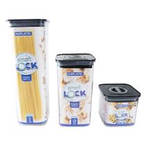 Kit 3 Potes Smart Preto - 1 - 600ML / 1 - 1,300ML / 1 - 2,000ML