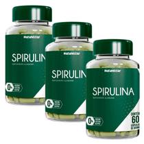 Kit 3 Potes Spirulina Suplemento Alimentar Natural Vitaminas 100% Puro Natunéctar 180 Capsulas - Natunectar