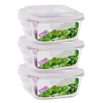 Kit 3 Potes Tampa Hermetica Quadrado de Vidro 320ml Alimento - QUALITY HOUSE Kit 3 Potes Tampa Hermetica Quadrado de Vidro 320ml Alimento - QUALITY HOUSE