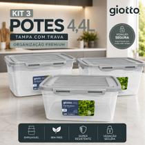 Kit 3 Potes Tampa Trava Alto 4,4l Freezer Microondas Giotto Tampa Cinza Kit 3 Potes Tampa Trava Alto 4,4l Freezer Microondas Giotto Tampa Cinza