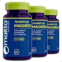 Kit 3 Potes Taurato de Magnésio Suplemento Alimentar 100% Puro Concentrado Fonte Natural - Duom 180 Cápsulas