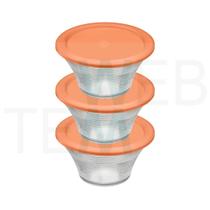 Kit 3 Potes Tigela Saladeira de Vidro com Tampa Venezza Espiral 1,5L Vitazza: Para Servir e Organização de Cozinha e Geladeira Opção Sustentável