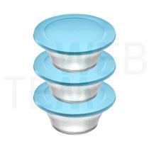 Kit 3 Potes Tigela Saladeira de Vidro com Tampa Venezza Espiral 3L Vitazza: Para Servir e Organização de Cozinha e Geladeira Opção Sustentável
