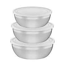 Kit 3 Potes Tramontina Freezinox Inox com Tampa Plástica Kit 3 Potes Tramontina Freezinox Inox com Tampa Plástica