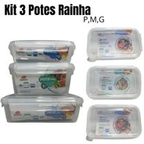 Kit 3 Potes Transparente Herméticos ( 600 / 1000 / 1250ML ) - RAINHA