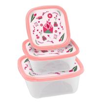 Kit 3 Potes Transparente Tampa Rosa 220 420 e 750ml Jaguar