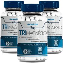 Kit 3 Potes Tri Magnésio Malato Taurato Bisglicinato 180 Cápsulas Suplemento Alimentar Natural Premium Natunectar Original - Natunéctar