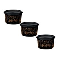 Kit 3 Potes Tupperware Mini Instantânea Mágica Harry Potter Preto 575ml