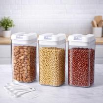Kit 3 Potes Vasilha Armazena Feijão Cozinha Conserva Guarda Alimento Recipiente Arroz