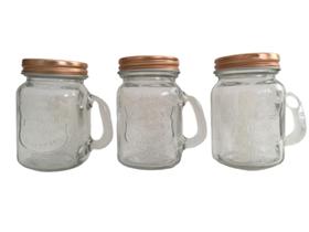 Kit 3 Potes Vidro com alça e Tampa Rosé 110ml Little Mug - Urban