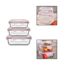 Kit 3 Potes Vidro Marmita Retangular Herméticos C/ Tampa - Allmix