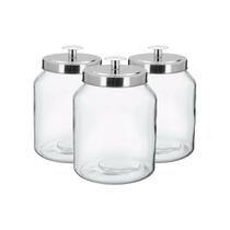 Kit 3 Potes Vidro Porta Mantimentos Para Arroz Açucar 3L