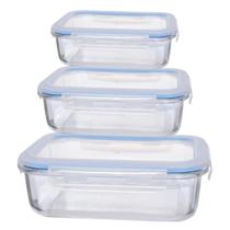 Kit 3 Potes Vidro Retangular Tampa Hermética 400 640 1050ML Kit 3 Potes Vidro Retangular Tampa Hermética 400 640 1050ML