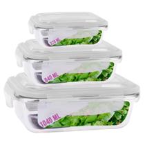 Kit 3 Potes Vidro Tampa Retangular 370 640 1040ml 3 Modelos Kit 3 Potes Vidro Tampa Retangular 370 640 1040ml 3 Modelos