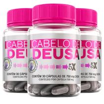 Kit 3 potes Vitamina Capilar Cabelo de Deusa, Suplemento Alimentar Para Fortalecimento Dos Cabelos Unhas e Pele, Com Biotina, Vitaminas e Minerais