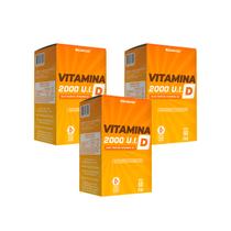 Kit 3 Potes Vitamina D 2.000UI Suplemento Alimentar Alto teor Natural 100% Puro Natunectar 180 Capsulas