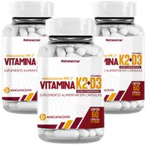 Kit 3 Potes Vitamina K2 D3 Mk7 Menaquinona 180 Capsulas Ultra Concentrada Original Suplemento Alimentar Natural