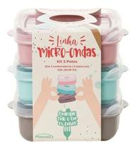 Kit 3 Potes Wave 600Ml Micro-Ondas Freezer Bpa Free 15Cm