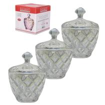 Kit 3 Potiche Bombonier Baleiro Vidro Decoração Luxe Bala Com Tampa
