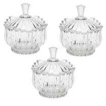 Kit 3 Potiche Bomboniere Baleiro Bala De Vidro Decoração Com Tampa 900ml