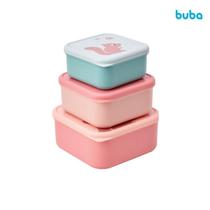 Kit 3 Potinhos Buba Cloudy Ideal para Armazenar e Transportar Alimentos Com tamanhos Diferentes Atóxico