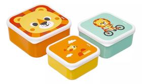 Kit 3 Potinhos Bubazoo Leao Freezer E Microondas Lanche Buba