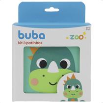 Kit 3 potinhos Dinossauro BubaZoo lanche lancheira infantil marmita pote lúdico menino verde Buba