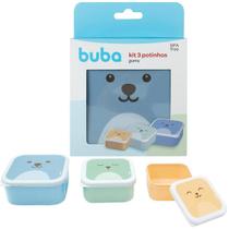 Kit 3 Potinhos Gumy Azul com Tampa para Lanche Buba Baby