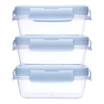 Kit 3 Potinhos Herméticos Azul 100ml com Tampa e Trava 18057 - Buba