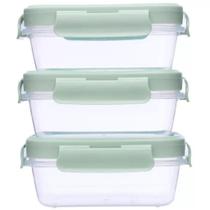 Kit 3 Potinhos Herméticos Verde 100ml Com Tampa e Trava 18058 - Buba Kit 3 Potinhos Herméticos Verde 100ml Com Tampa e Trava 18058 - Buba