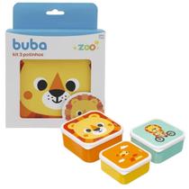 Kit 3 Potinhos Infantil Buba Lanchinhos Zoo Leão Laranja