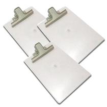 KIT 3 Prancheta A4 Acrílica Transparente Cristal C/ Prendedor Metal