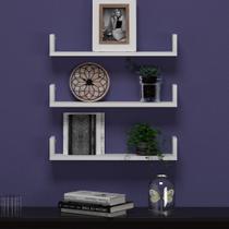 Kit 3 prateleira em U Porta Revista Organizador decorativo Hall Entrada MDF