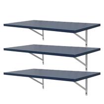 Kit 3 Prateleiras 100 x 25cm azul Com Mão Francesa
