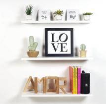 Kit 3 Prateleiras 40x11 Branca Casa Decoração - Compmovel