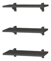 Kit 3 Prateleiras 40x20 Livros Decoração Parede - Preto