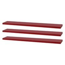 Kit 3 Prateleiras 50 x 15cm Vermelha Suporte Invisível