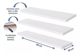 kit 3 prateleiras 60x20 branco kit 3 prateleiras 60x20 branco