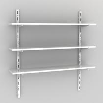 Kit 3 Prateleiras 90X25 + 4 Trilhos E 6 Suportes Em Aço Branco Brasforma K3Mb90X25X1.5Uv