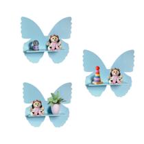 Kit 3 Prateleiras Borboleta MDF - Decoração - Luck Baby