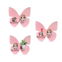 Kit 3 Prateleiras Borboleta MDF - Decoração Kit 3 Prateleiras Borboleta MDF - Decoração