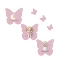 Kit 3 Prateleiras Borboleta MDF Decoração Quarto De Bebê Infantil Nicho Parede Kit 3 Prateleiras Borboleta MDF Decoração Quarto De Bebê Infantil Nicho Parede