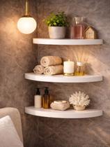 Kit 3 Prateleiras canto quina redonda meia lua decoração de Quarto, Cozinha Sala Escritório Branco Kit 3 Prateleiras canto quina redonda meia lua decoração de Quarto, Cozinha Sala Escritório Branco