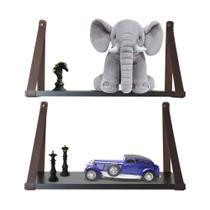 Kit 3 prateleiras com alça de material ecológico marrom/ ambientes, decorações, quarto infantil