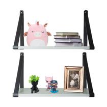 Kit 3 prateleiras com alça de material ecológico preto/ ambientes, decorações, quarto infantil